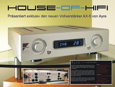 AYRE AX-5 Neuer Vollverstärker von Ayre vom 2.5. - 4.5. in der Exklusiv-Vorführung!!! Am 2.5. bis 4.5. bei uns in der EXKLUSIV-VORFÜHRUN