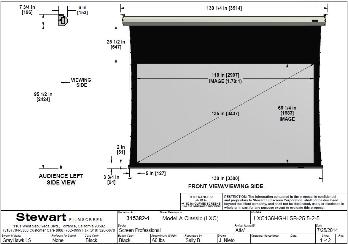 Stewart HighEnd Motorleinwand aus Demo zu verkaufen.