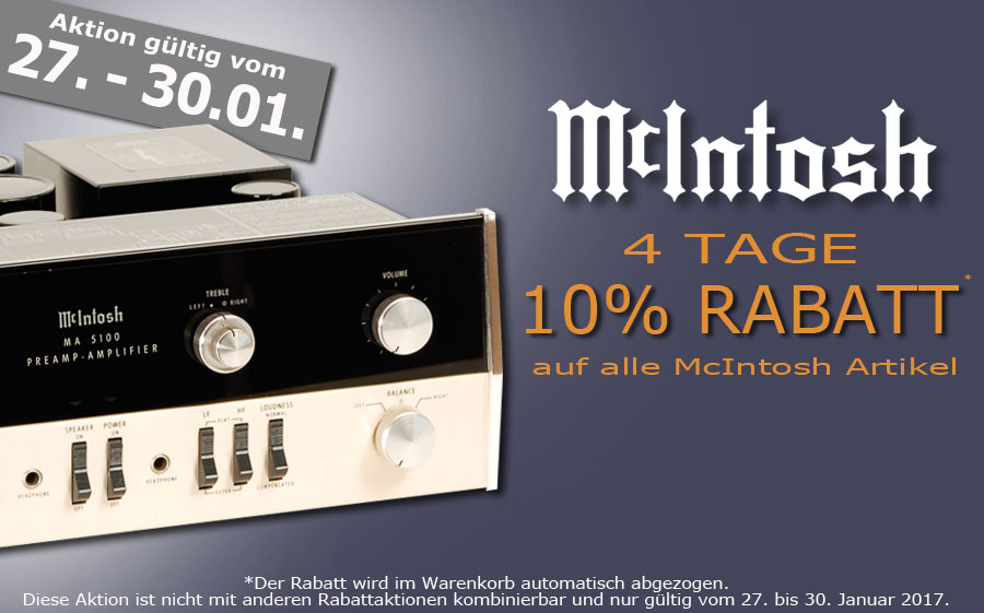 4 Tage 10% Rabatt auf alle McIntosh Artikel McIntosh Tage