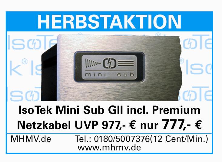 Die IsoTek Herbstwochenaktion MINI SUB GII zum Weihnachtspreis: 777,- €