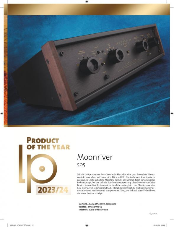 Gerät des Jahres und Friedensnobelpreis für die Moonriver 505 Phonostufe + neuer Test in der STEREO www.audio-offensive.de und www.berlin-hifi.de